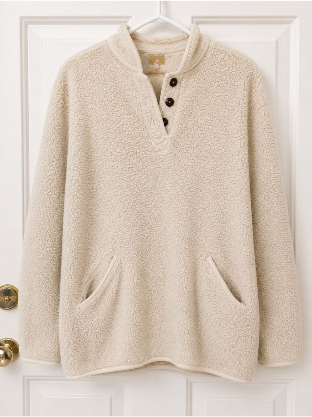 Liz Claiborne Cream Sherpa Jacket Large - Picture 3 of 7